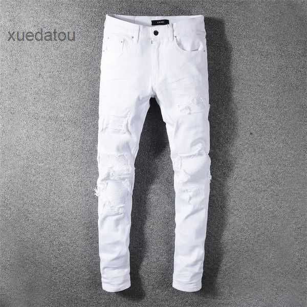 

mens designer jeans distressed 20ss ripped biker slim fit motorcycle denim for men fashion jean mans pants pour hommes #523 8 6yvw, Blue