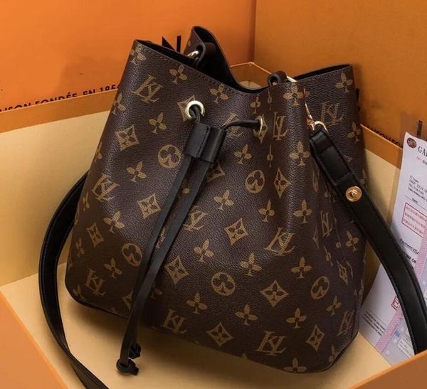 

sales newe luxuryi designera women shoulder bags leather old flower bucket bag famous drawstring handbags cross body purse