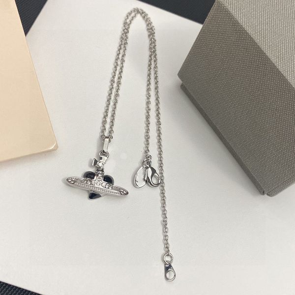 

fashion designer brand pendant necklaces saturn luxury women chokers jewelry metal pearl planet necklace cjeweler for woman chain gh56, Silver