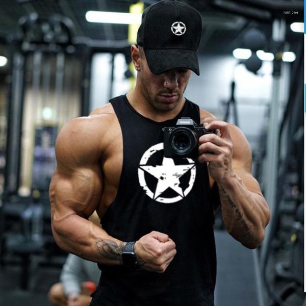 

men' tank fashion cotton sleeveless shirts men fitness shirt mens singlet bodybuilding workout gym vest, White;black