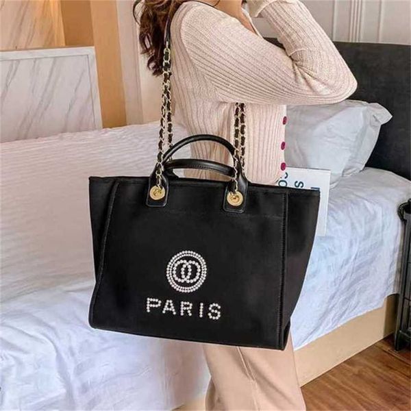 

50% off label classic pearl beach luxury bag canvas portable large capacity big handbags jti1