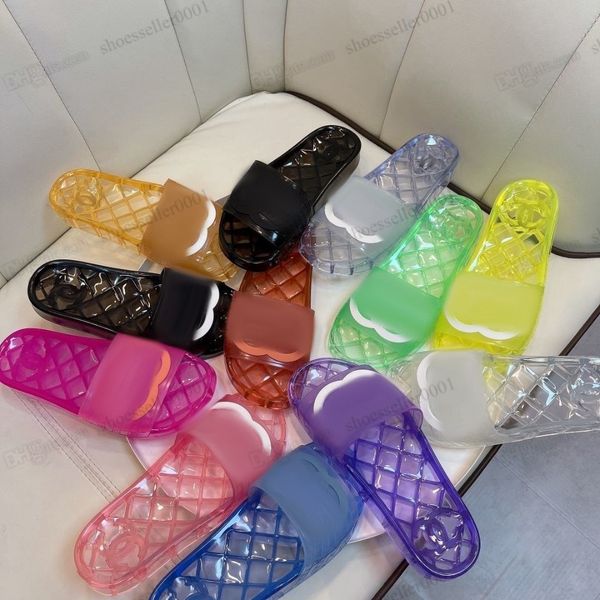 

fashion summer slippers slides jelly sandals for men women clear pvc rubber crystal sandal retro platform flip flops flat slide luxury desig, Black