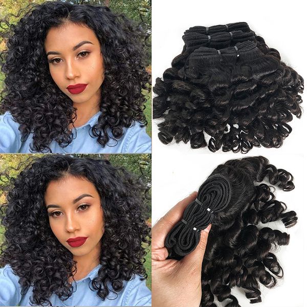 

funmi wave 100% human hair bundles 1pcs 50gram brazilian bouncy curly hair extensions for women short curly bundles hair weaves 12inch, Black