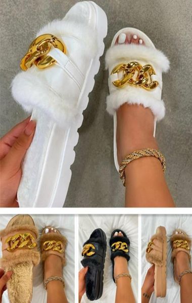 

women fur slippers summer furry slides female fluffy indoor shoes women039s bling fuzzy slide house sliders whole dropshipp1817521, Black