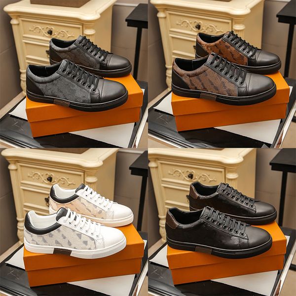 

luxury printed men's casual sports shoes classic men's fashion lace-up white, black and brown sports shoes outdoor rubber shoes fo