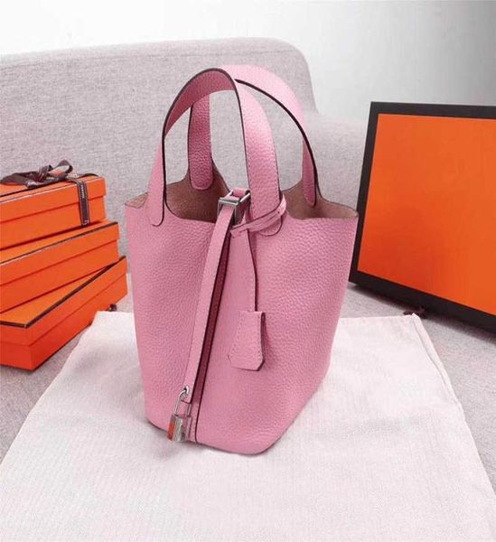 

genuine leather new shoulder bag bucket bags women shopping bag designer handbags cross body with lock picotin 0016935057