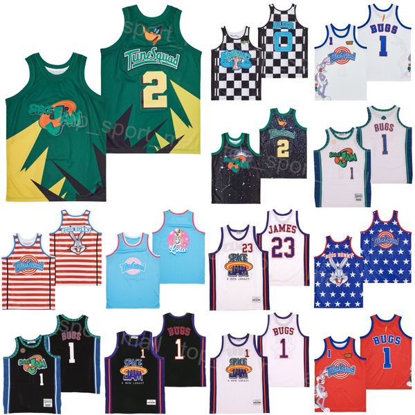 

moive basketball space jam jersey tune squad looney 1 bugs bunny 23 lebron james legacy superstar monstars checkered lola tunesquad striped, Black
