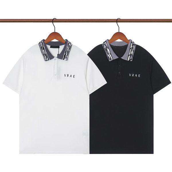

summer men's designer men's polo t-shirt t-shirt high-end stylist pure cotton v-neck men's t-shirt luxury casual couple cloth, White;black