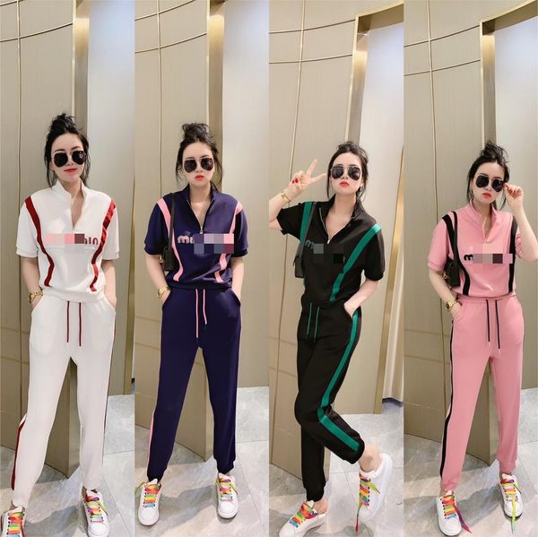 

women's two piece pants cartoon bear short sleeve tee girl's p casual fashion sport sets, White