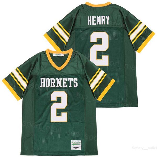 

high school football 2 derrick henry jersey yulee hornets moive pure cotton breathable green team college stitched university for sport fans, Black