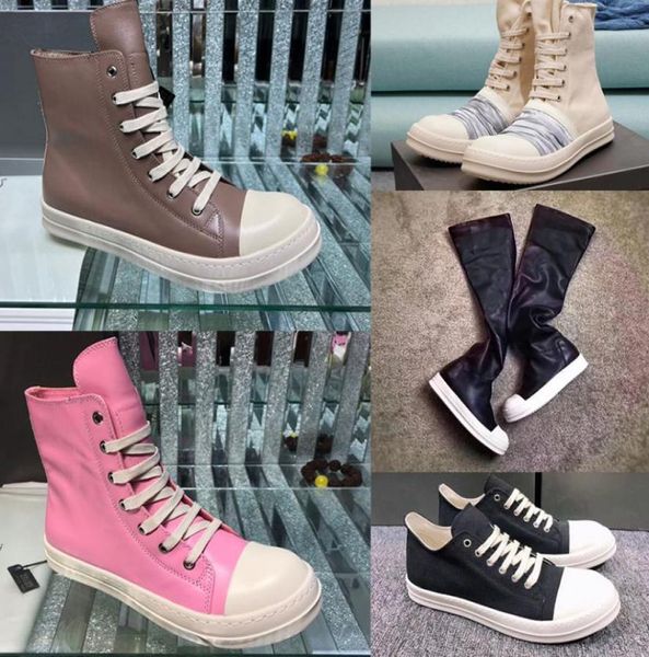 

2023ogrick owen boot luxury canvas leather splicing high street ro casual shoes men women platform sneaker high breathable lace up f3118169, Black