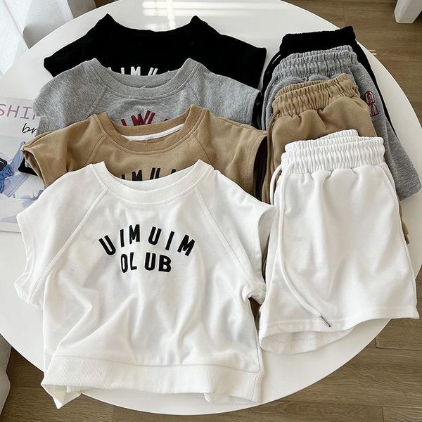 

dress casual sports suit female 2022 summer fried street girl small tall female tshirt shorts twopiece set, White