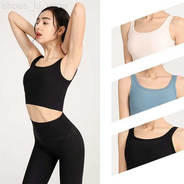 

luwomen ribber fitness bra crew neck fintness tank vest solid workout breathble crop female 3 colors ll945