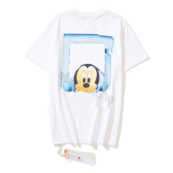 

summer t shite men's and women's offs disn ey pattern t shirt cotton couple white and black short sleeve fashion men's casual, White;black