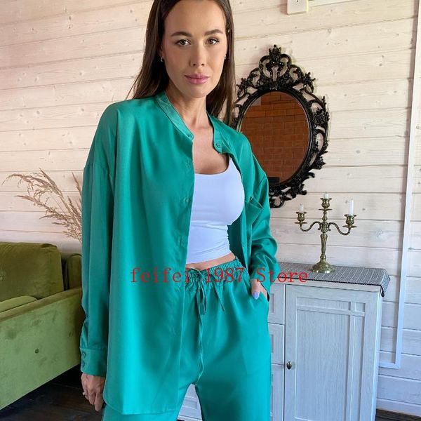 

pants 2022 spring and autumn elegant women's loose suit ladies european and american vinatge street suit, White