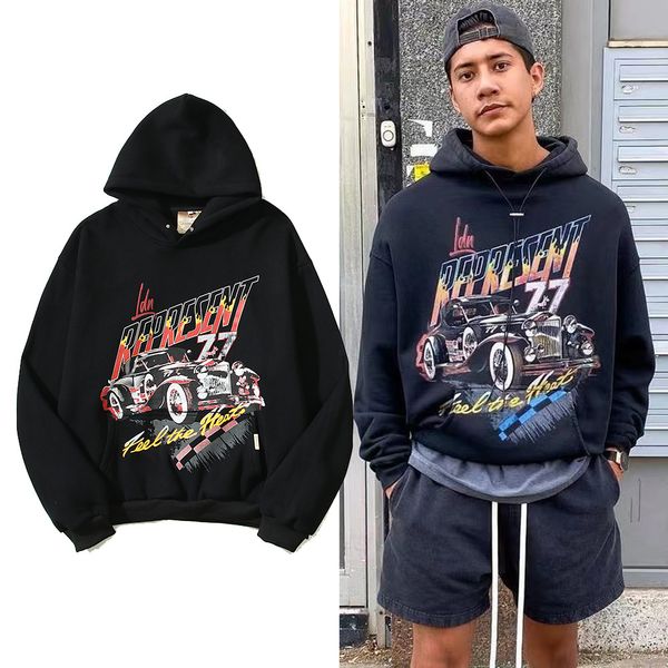 

23fw sweatshirts hoodies men women high street vintage car print pullover hoode hip hop pullovers, Black;brown