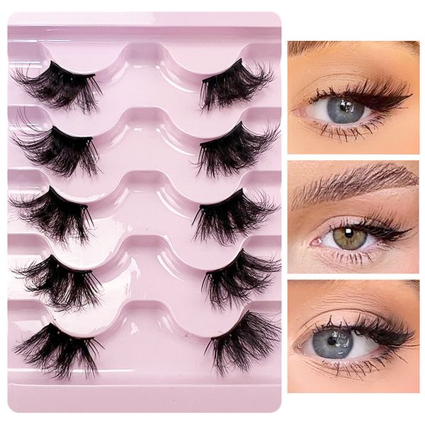

half lashes 5pairs/set faux mink eyelashes cat eye crisscross black band false eyelashes natural false lashes cilios