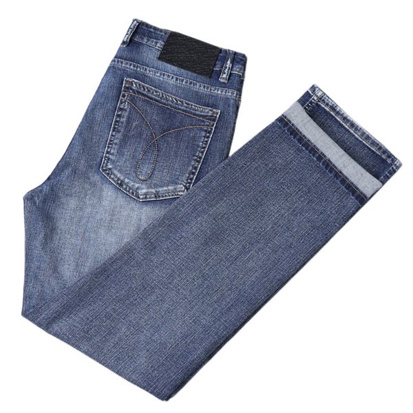 

men's jeans spring summer thin denim slim fit european american high-end brand small straight pants xl666-6, Blue