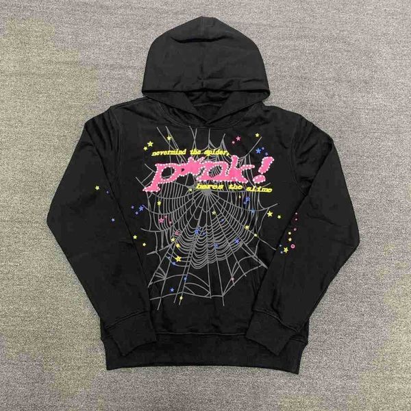 

men's hoodies sweatshirts young thug star same spder pink hoodie pants sweater set i4un, Black