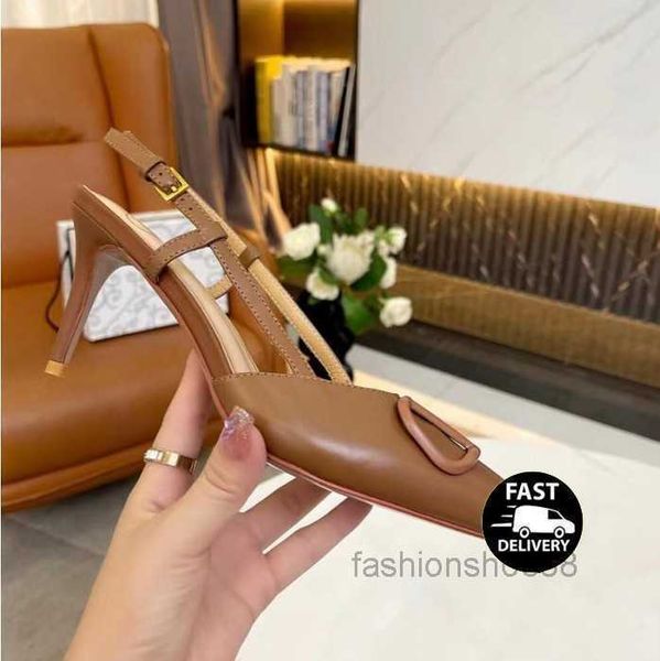 

designer women's high heeled sandals new fashion leather office slippers party shoes with pointed toe size 35-43 8.5cm, Black