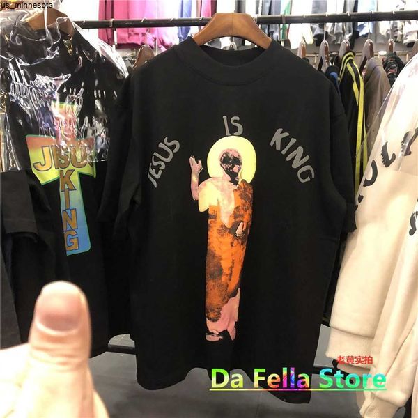 

men's t-shirts 3d printing jesus is king tshirt 2021 summer men women jesus portrait tee music album short sleeve j230419, White;black