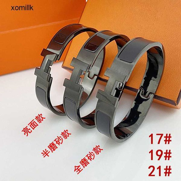 

hermm elegant jade bangle bracelet new black frosted enamel home titanium steel electroplating cnc letter buckle couple factory
