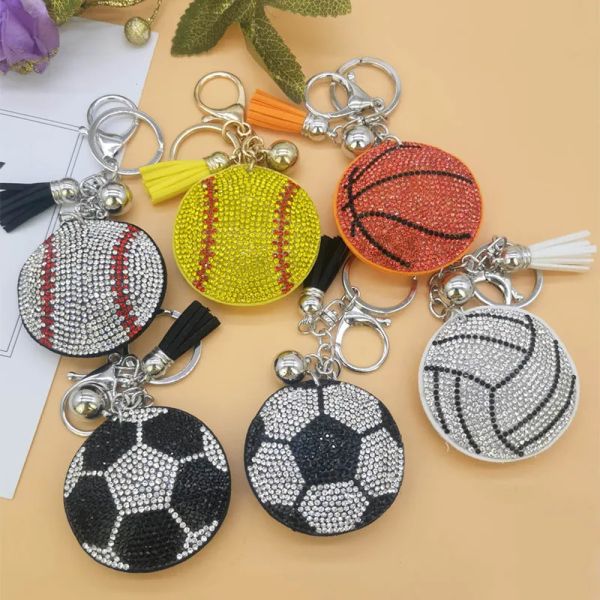 

sports baseball keychain diamond keychains luggage decoration key chains keyring fashion accessories, Silver