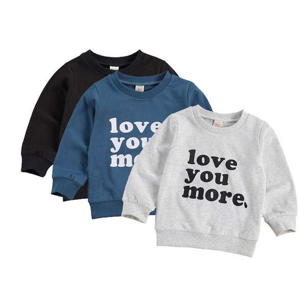 

t-shirts lioraitiin 0-4y infant kids girls boys sweatshirt letter print long sleeve pullover casual 3 colors autumn clothes p230419, Blue