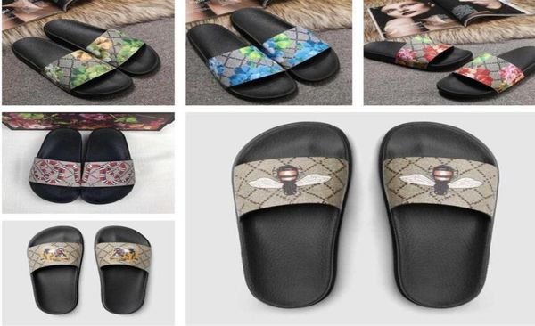

2021 fashion mens womens summer sandals beach slippers ladies flip flops loafers slides shoes with box dust bag1221205, Black