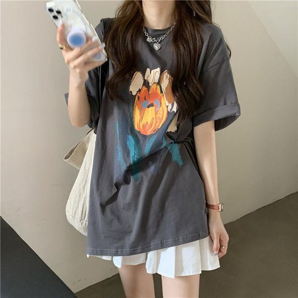 

dress summer pleated skirt matching set women short sleeve clothes suit girl garment female student casual print mini skirt outfit, White