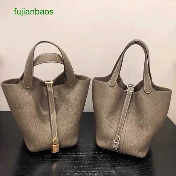 

hemres picotn handbags bag 2023 new h family vegetable basket leather women's versatile bucket large capacity handbag mother, Black