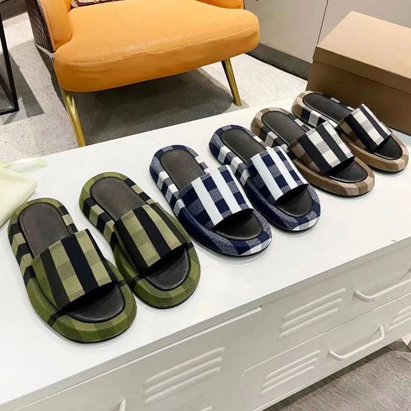 

vintage slippers women fashion letter bur slides luxury summer ladies flip flat rubber gear bottoms sandal beach designer shoes 35-45, Black