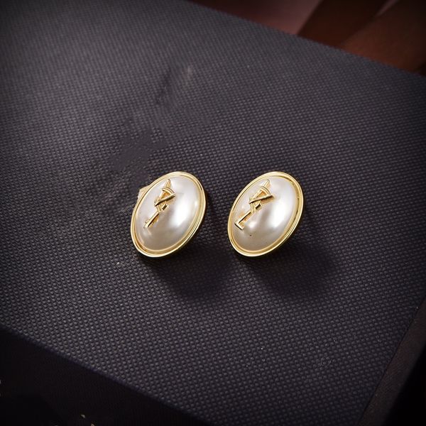 

fashion simple stud luxury brand designers letters stud geometric ysltiy famous women round earring wedding party jewelry ms1d, Golden;silver