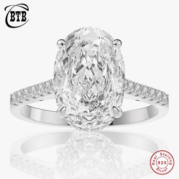 

solitaire ring 100% 925 sterling silver 9ct oval created gemstone engagement rings fine jewelry diamond rings for women 230419, Golden;silver