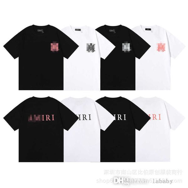 

2023 summer mens and womens t shirt fashion fletter printed tees short sleeve cotton t-shirt versatile hip-hop loose tee shirt, White;black