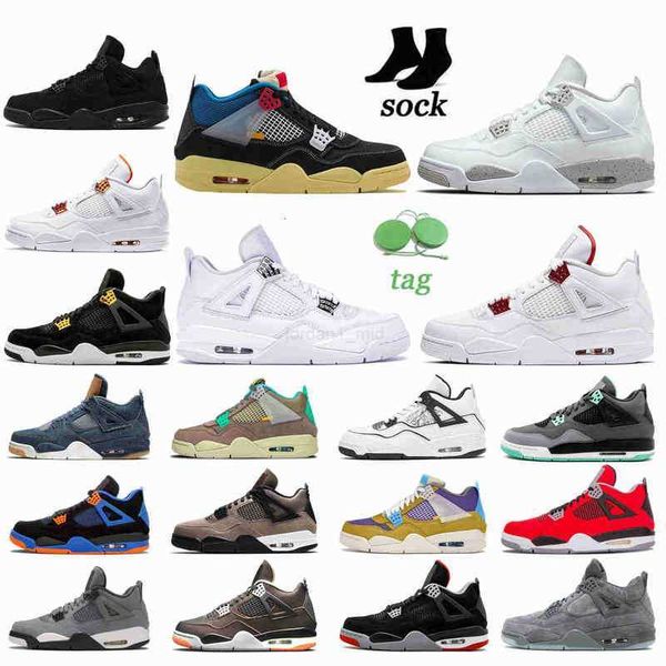 

men women 4s 4 basketball shoes black cat court purple cement shimmer wild things university blue white oreo multi bred tour yellow starfish