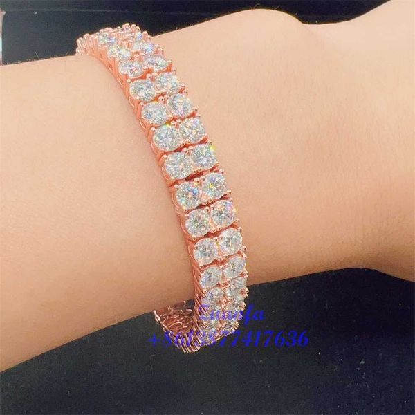 

925 sterling silver tennis bracelet 3mm 4mm double rows 6" 6.5" 7" 7.5" 8" 8.5" 9" hip hop d/fl moissanit