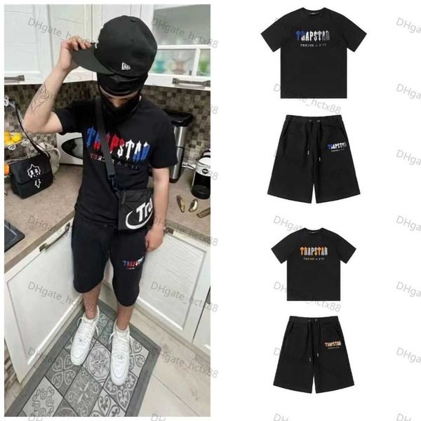 

men's t shirt summer trapstar towel embroidery cotton tshirt shorts sets streetwear tracksuit men's sportswear trapstar t shirts a, White;black