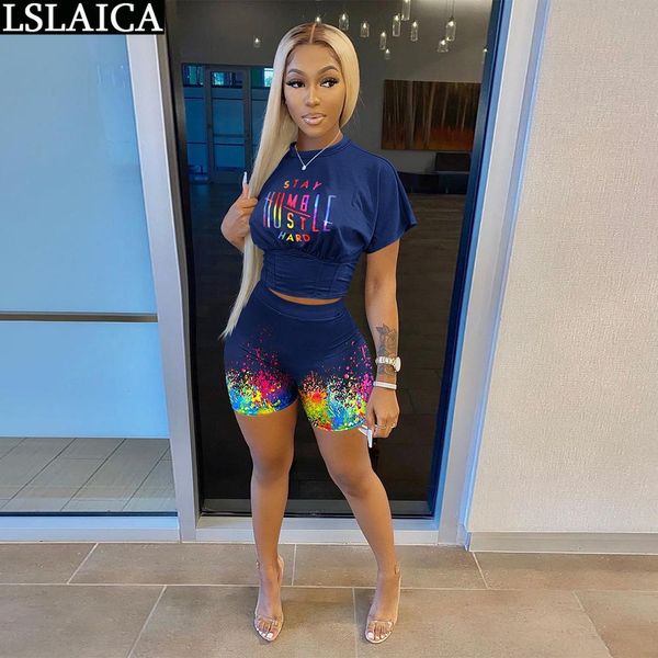 

dress summer two piece set women new fashion print crop short pants 2 piece sets womens outfits suit workout tracksuit, White