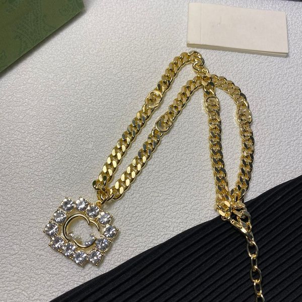

brand designer letter pendant necklaces stainless steel luxury women crystal never fading long sweater chain necklace jewelry accessories x5, Silver
