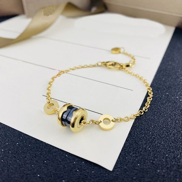 

fashion classiccharm bracelets bangle chain 18k gold agate shell mother-of-pearl for women&girl wedding mother' day jewelry women gifts, Black