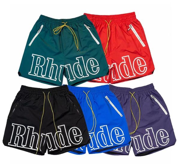 

men's shorts designer shorts rhude short summer fashion beach pants men's streetwear loose size five-point basketball, White;black
