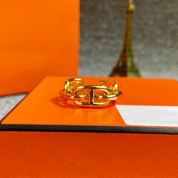 

chaine d ancre enchainee ring h for woman designer couple gold plated 18k diamond size 6-8 t0p highest counter advanced materials european s, Silver