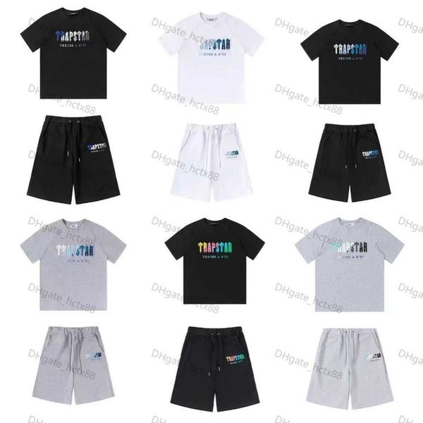 

men's t shirt summer trapstar towel embroidery cotton tshirt shorts sets streetwear tracksuit men's sportswear trapstar t shirts a, White;black