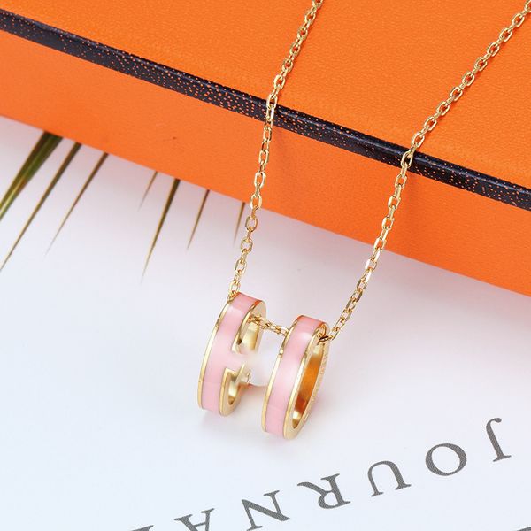 

Classic Brand Letter H Pendant Necklace Popular Stainless Steel Jewelry for Women Gift