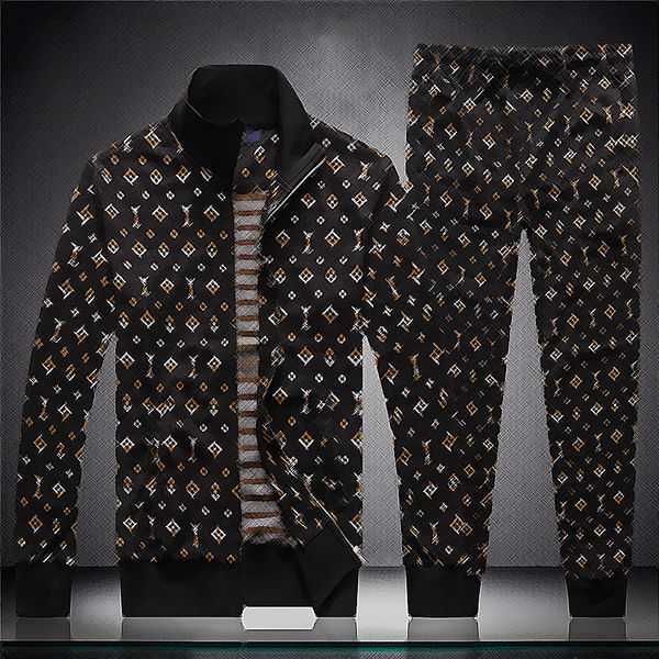 

men designer luxury mens tracksuit sweatsuits long sleeve classic fashion pocket running casual man clothes outfits pants jacket two piece w, Gray
