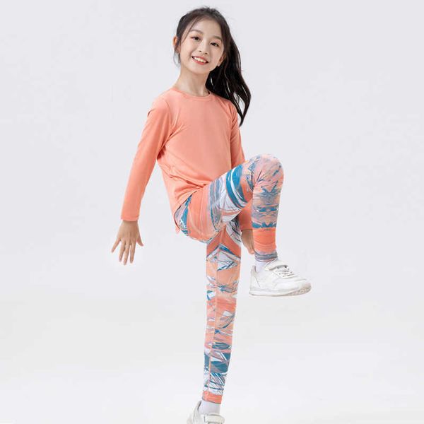 

women's tracksuits new children's sports set girls' spring and autumn fitness yoga suit quick drying bottom tight shark pants, Gray