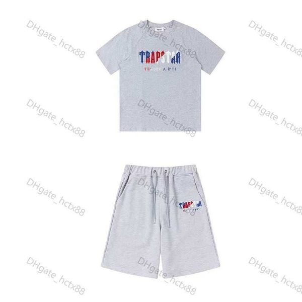 

22ss trapstar london t shirt chest blue white color towel embroidery mens shirt and shorts casual street shirts british fashion oz2, White;black