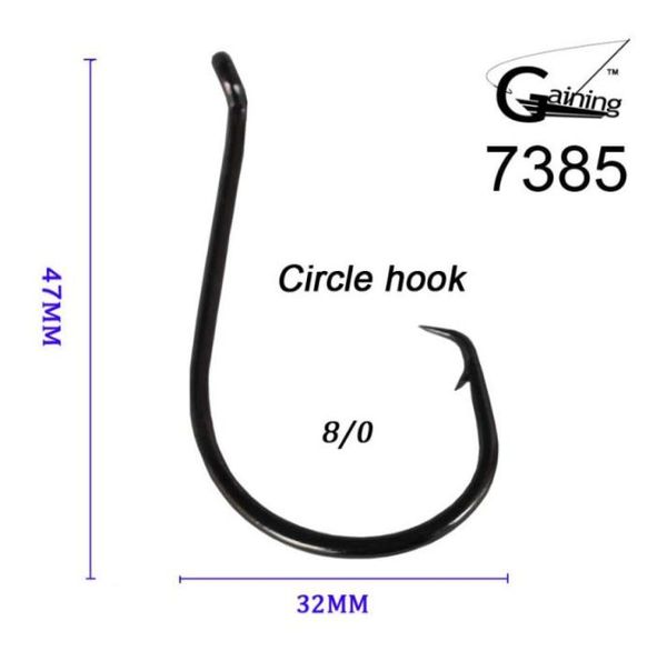 

50pcs 80 high carbon stainless steel chemically sharpened ocs circle ocean fishing hooks 7385 fish hook1010491