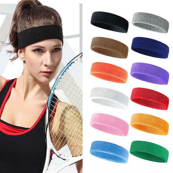 

2pc headbands cotton sweat sweatband headband yoga gym stretch head band for sport belts for women men sports headband y23, Silver